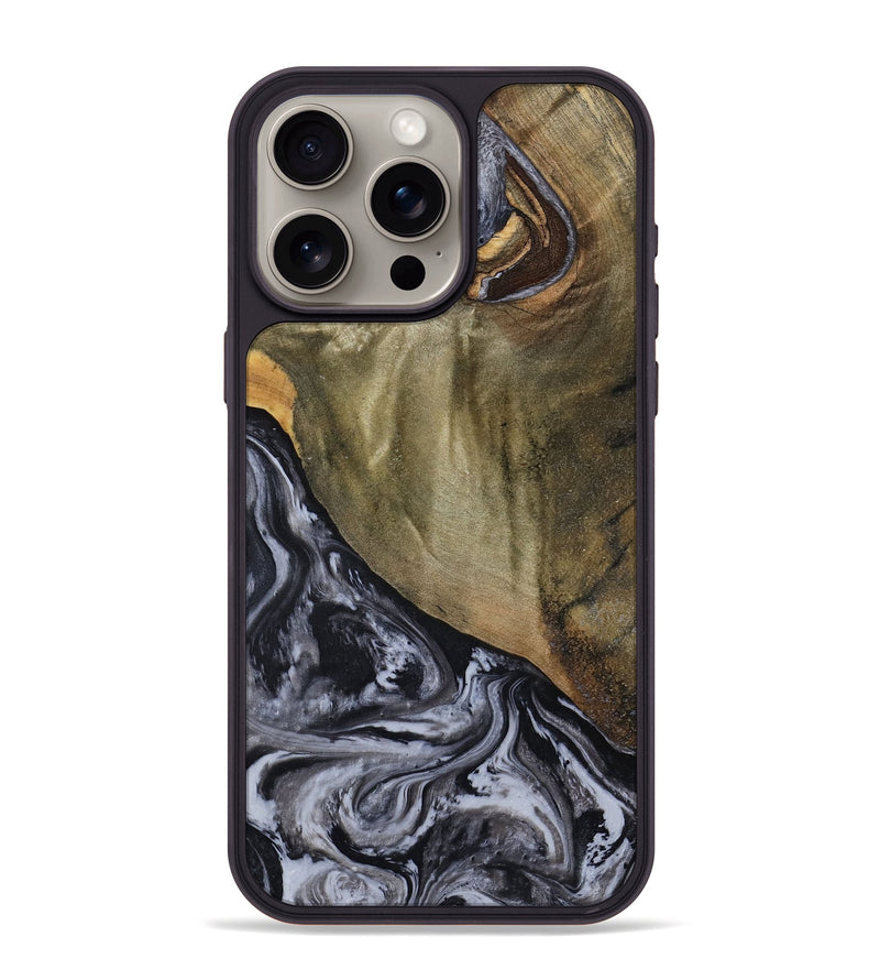 iPhone 15 Pro Max Wood Phone Case - Jerri (Black & White, 791915)
