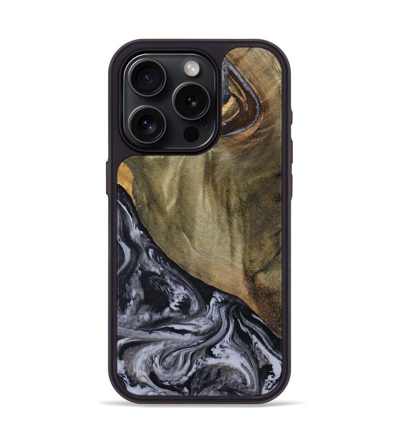 iPhone 15 Pro Wood Phone Case - Jerri (Black & White, 791915)