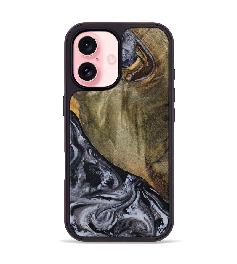 iPhone 16 Wood Phone Case - Jerri (Black & White, 791915)