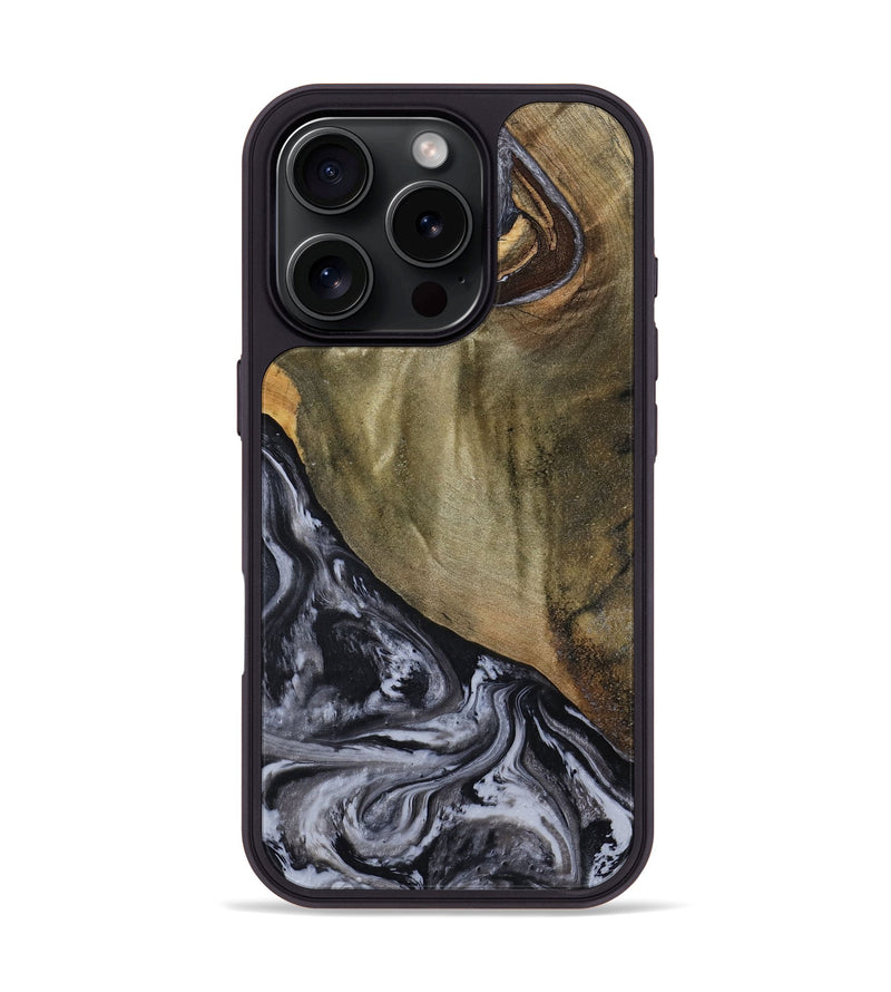 iPhone 16 Pro Wood Phone Case - Jerri (Black & White, 791915)