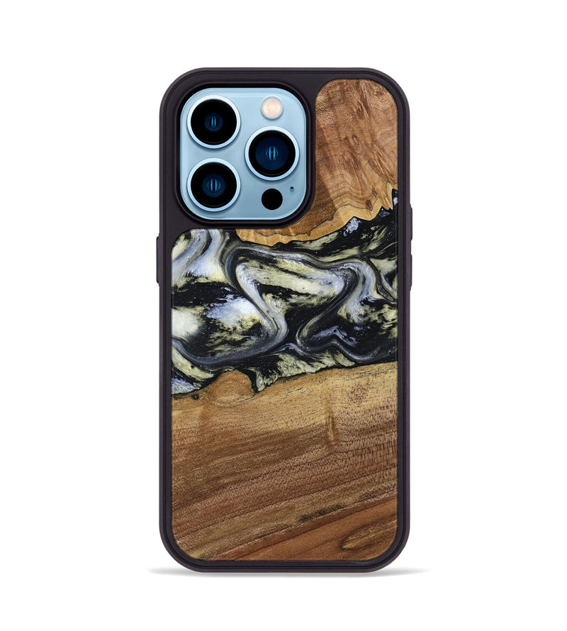 iPhone 14 Pro Wood Phone Case - Unknown (Black & White, 791916)