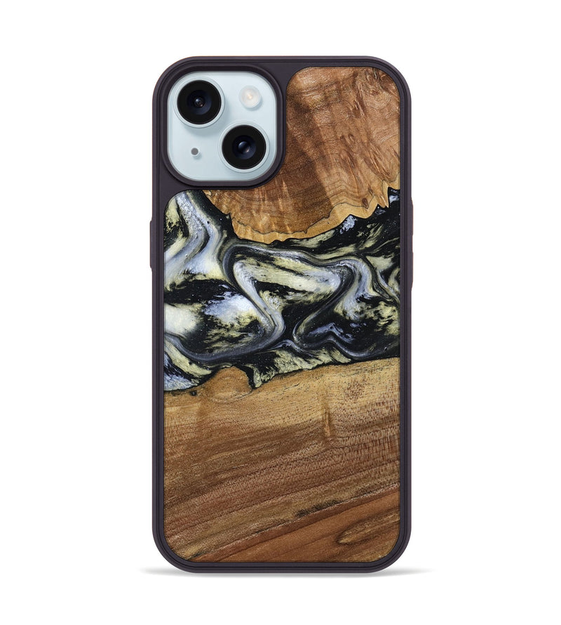 iPhone 15 Wood Phone Case - Unknown (Black & White, 791916)