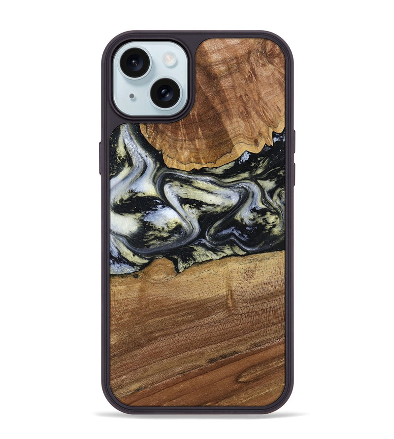 iPhone 15 Plus Wood Phone Case - Unknown (Black & White, 791916)