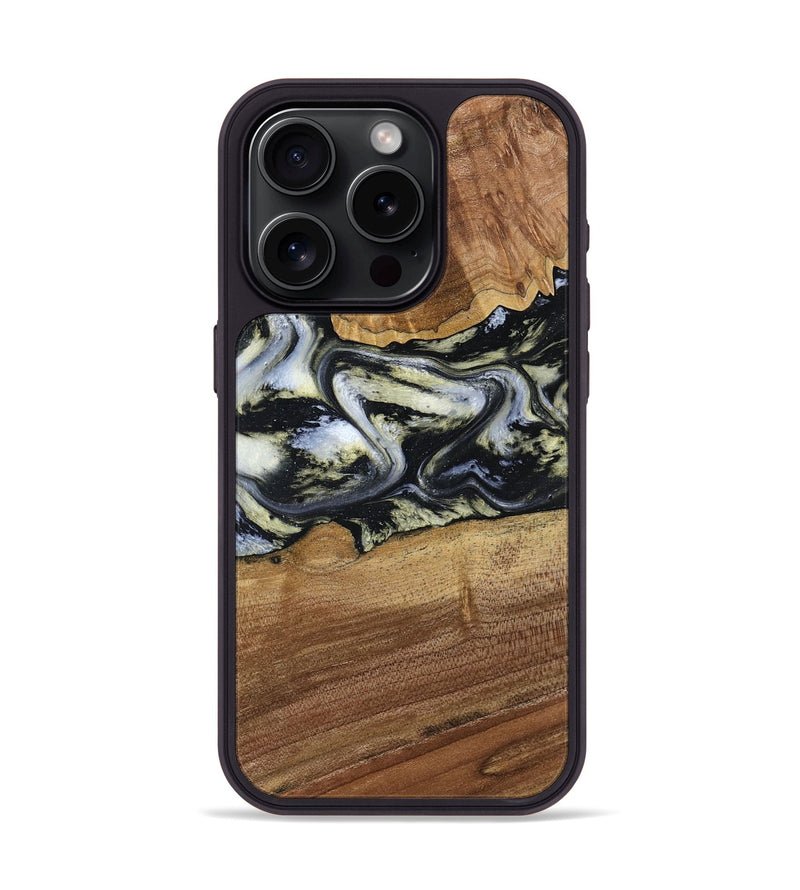 iPhone 15 Pro Wood Phone Case - Unknown (Black & White, 791916)