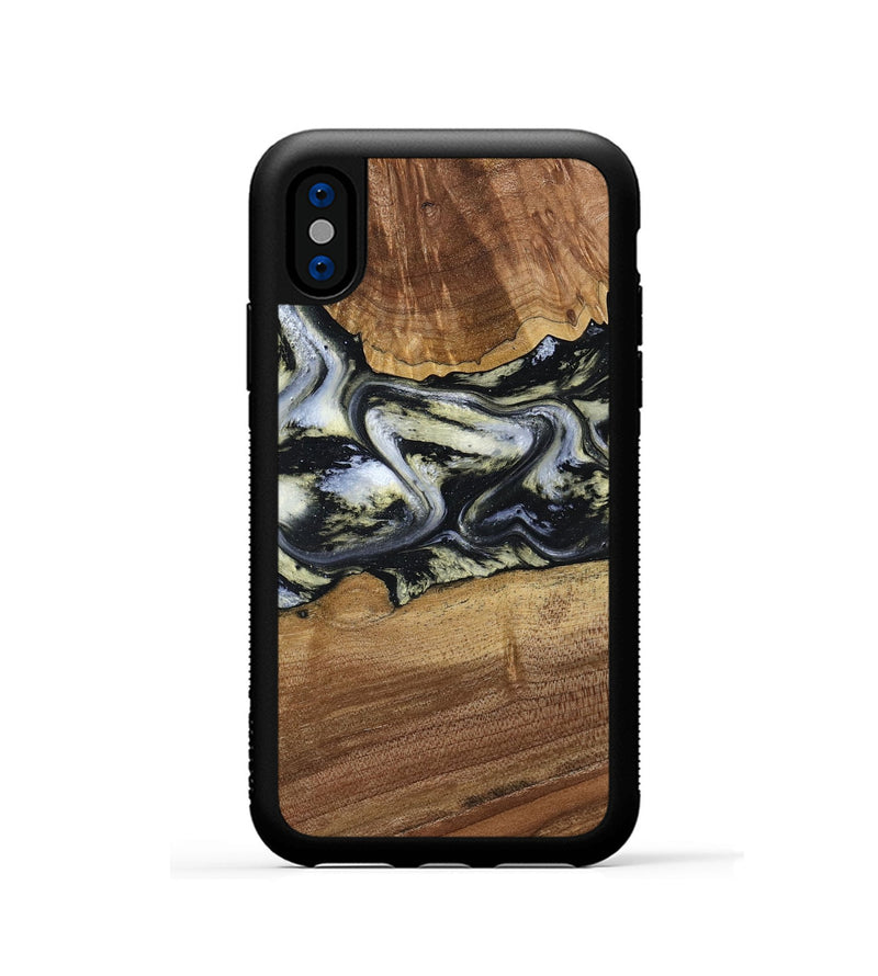 iPhone Xs Wood Phone Case - Unknown (Black & White, 791916)