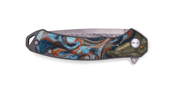 EDC Wood Pocket Knife - Ione (Teal & Gold, 791932)