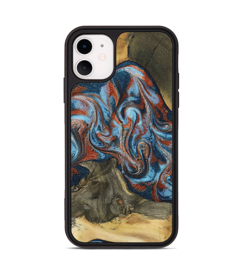 iPhone 11 Wood Phone Case - Ione (Teal & Gold, 791932)