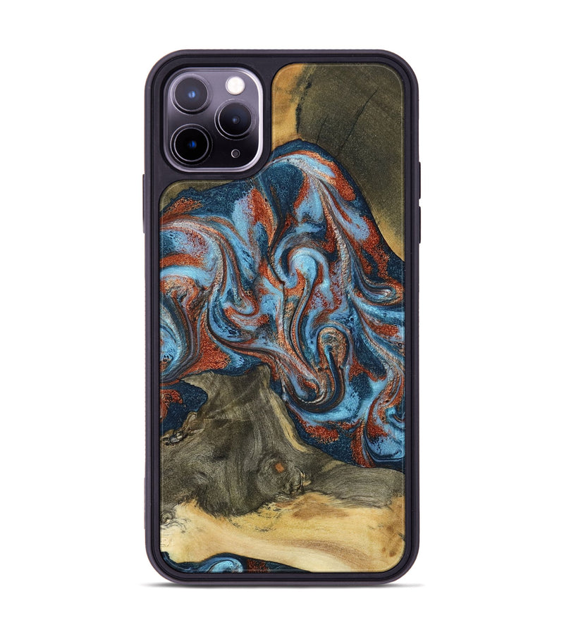 iPhone 11 Pro Max Wood Phone Case - Ione (Teal & Gold, 791932)