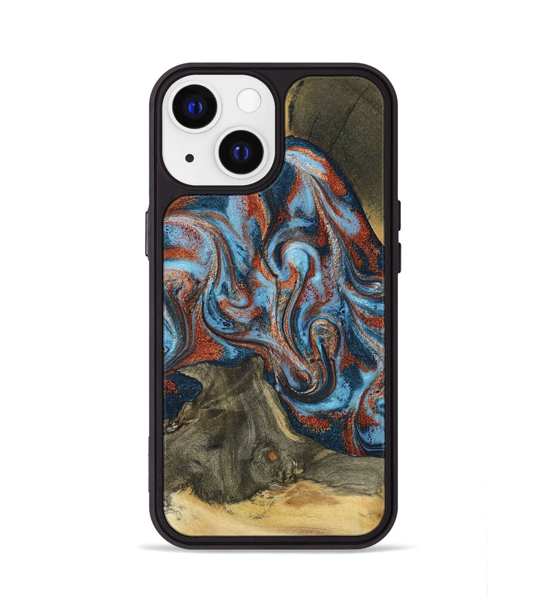 iPhone 13 Wood Phone Case - Ione (Teal & Gold, 791932)