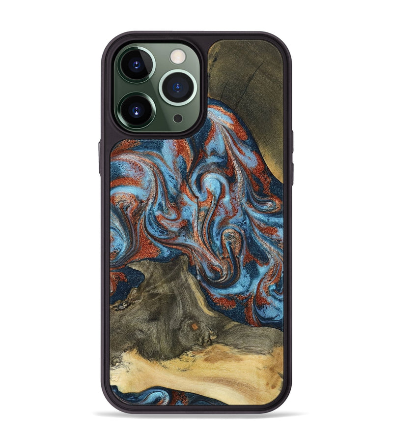 iPhone 13 Pro Max Wood Phone Case - Ione (Teal & Gold, 791932)