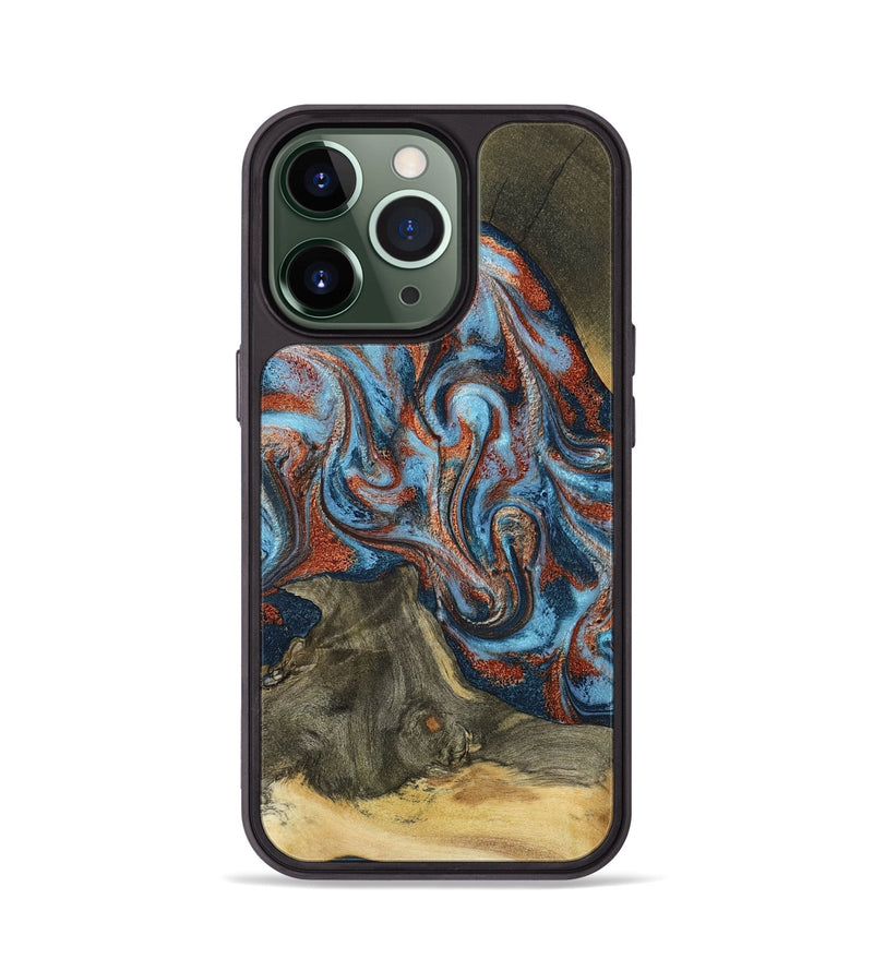 iPhone 13 Pro Wood Phone Case - Ione (Teal & Gold, 791932)