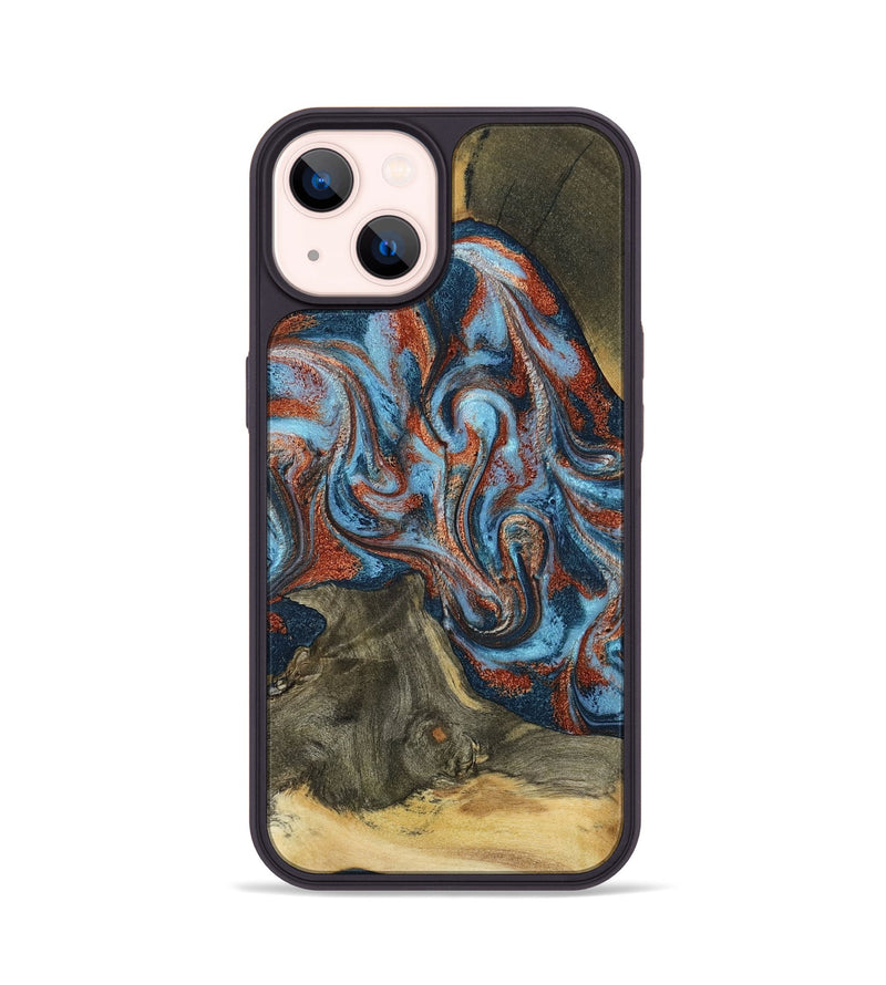 iPhone 14 Wood Phone Case - Ione (Teal & Gold, 791932)