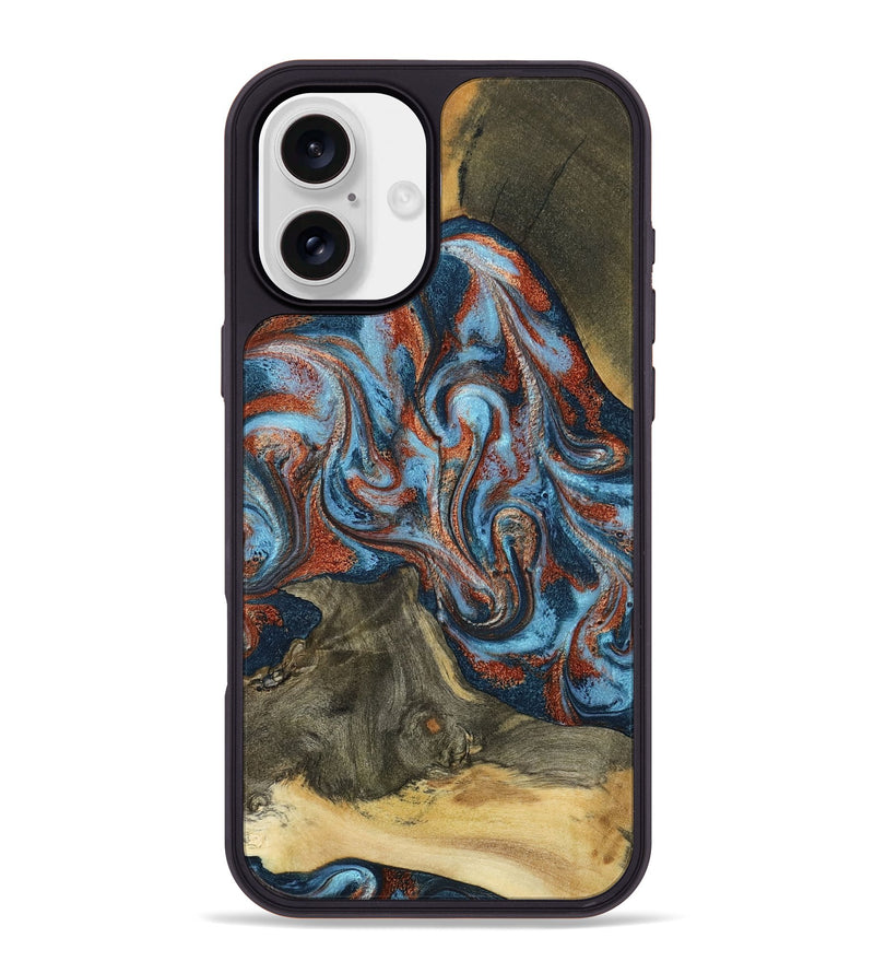 iPhone 16 Plus Wood Phone Case - Ione (Teal & Gold, 791932)