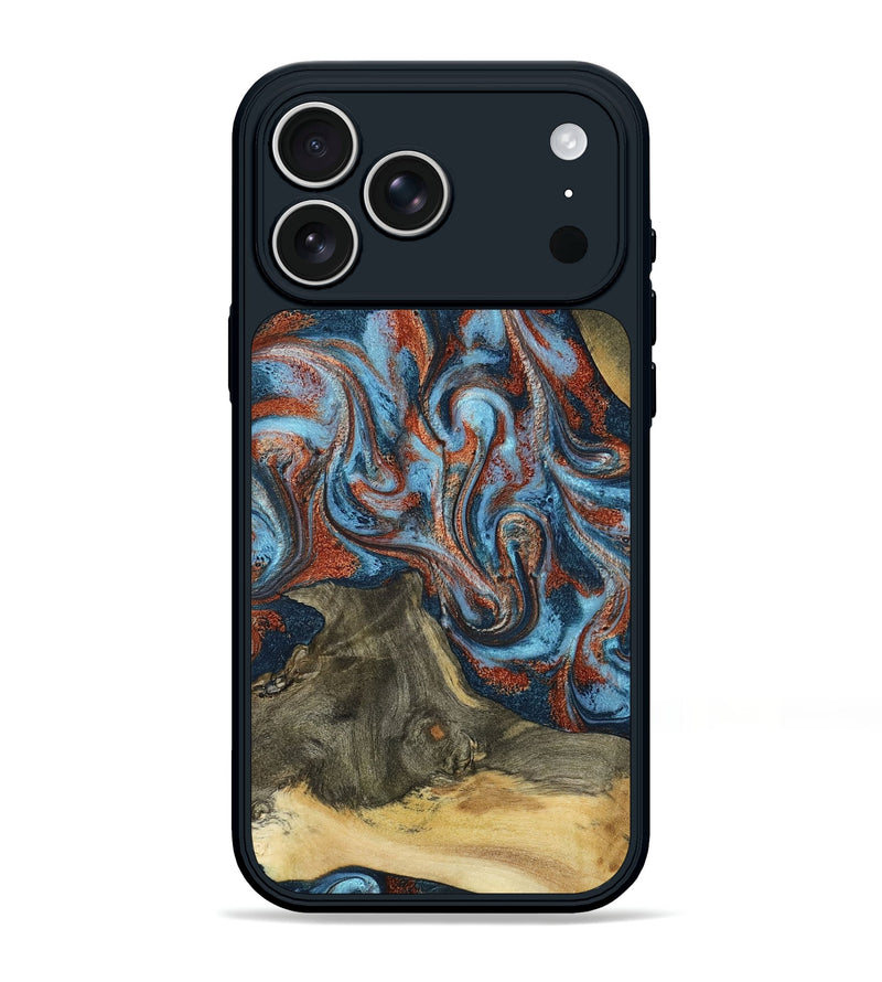 iPhone 17 Pro Max Wood Phone Case - Ione (Teal & Gold, 791932)