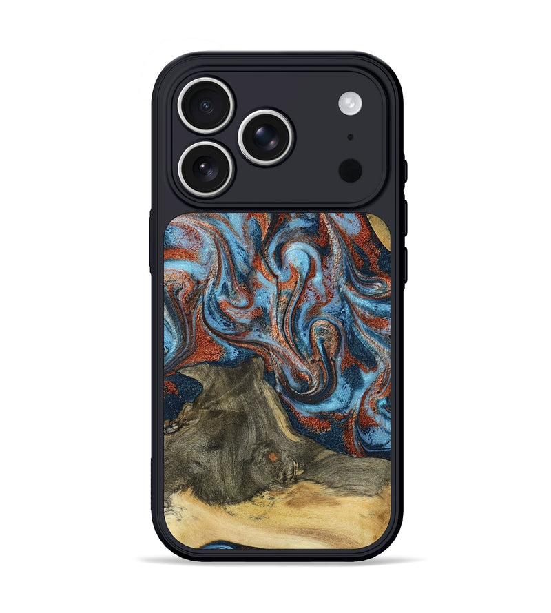 iPhone 17 Pro Wood Phone Case - Ione (Teal & Gold, 791932)