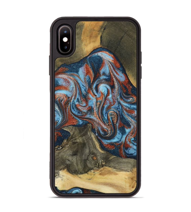 iPhone Xs Max Wood Phone Case - Ione (Teal & Gold, 791932)