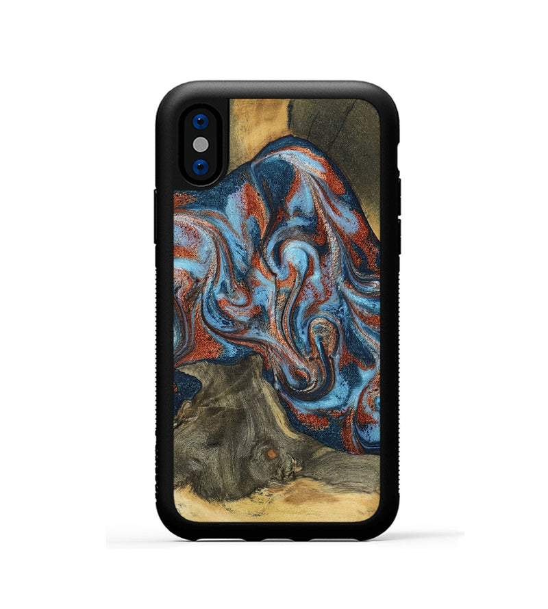 iPhone Xs Wood Phone Case - Ione (Teal & Gold, 791932)