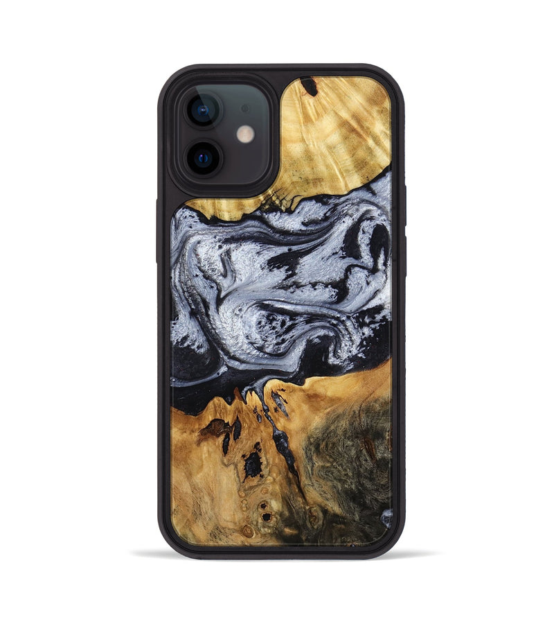 iPhone 12 Wood Phone Case - Alfred (Black & White, 791947)