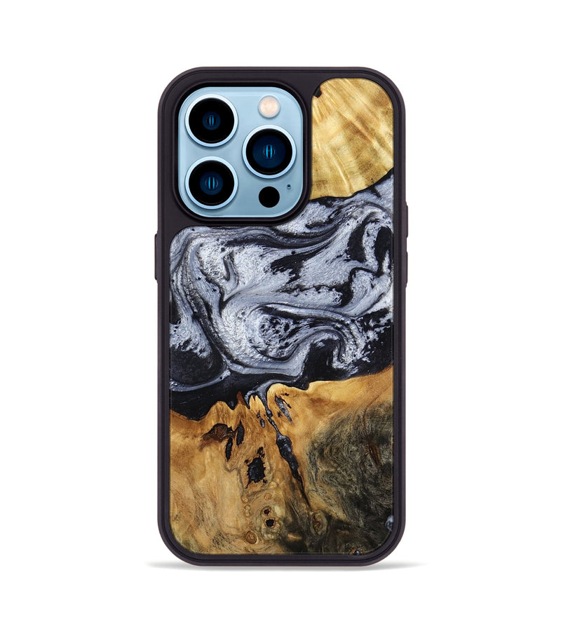 iPhone 14 Pro Wood Phone Case - Alfred (Black & White, 791947)