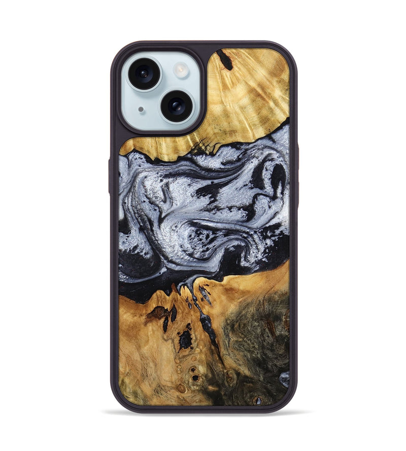 iPhone 15 Wood Phone Case - Alfred (Black & White, 791947)