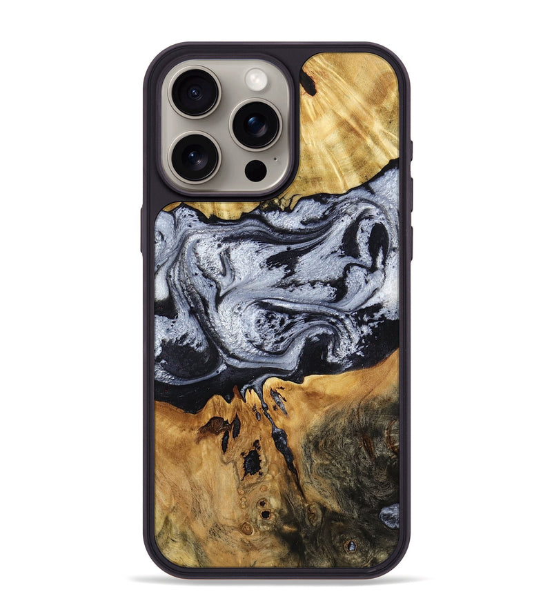 iPhone 15 Pro Max Wood Phone Case - Alfred (Black & White, 791947)