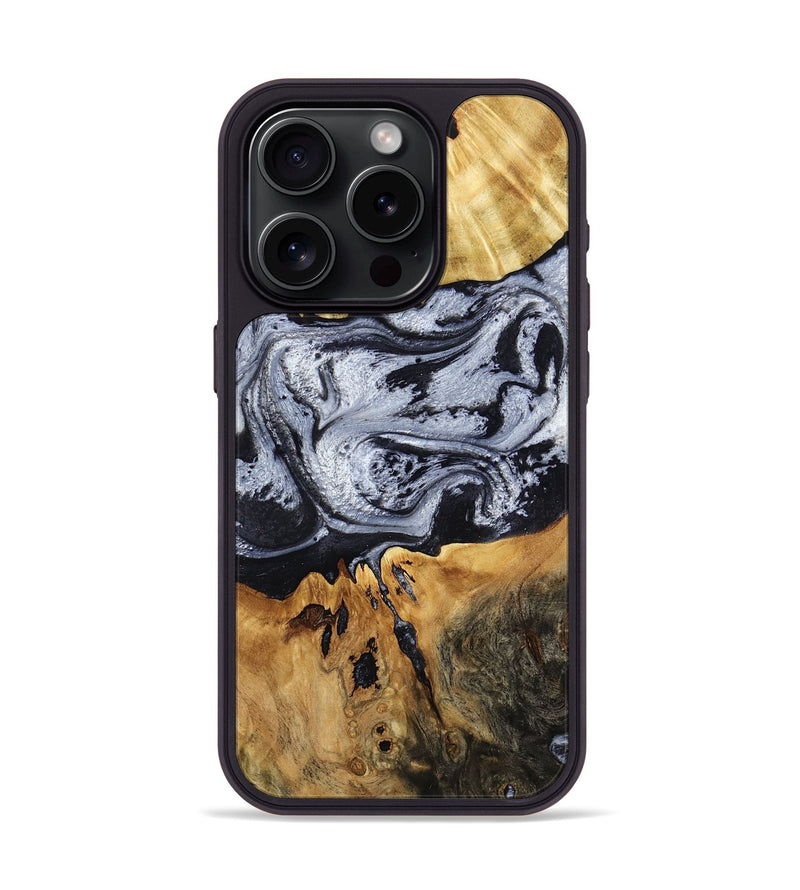 iPhone 15 Pro Wood Phone Case - Alfred (Black & White, 791947)