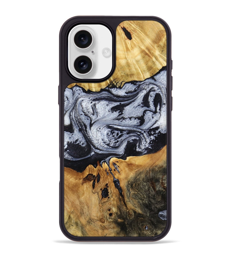 iPhone 16 Plus Wood Phone Case - Alfred (Black & White, 791947)