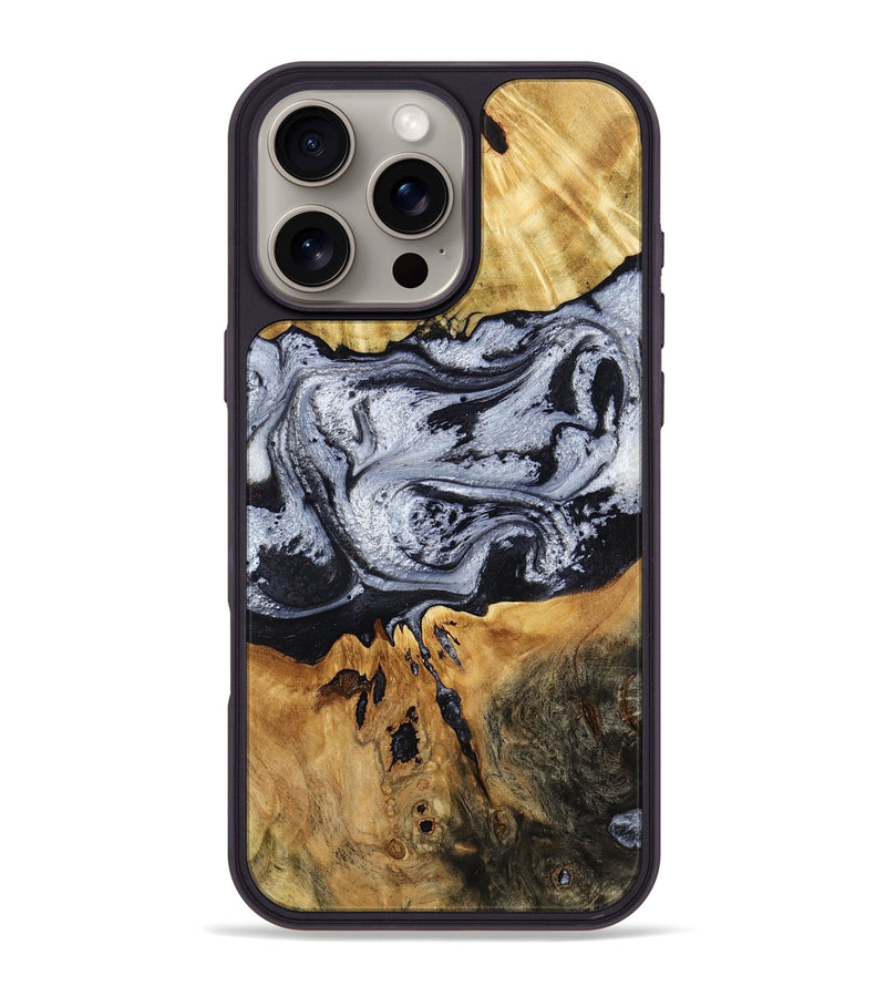 iPhone 16 Pro Max Wood Phone Case - Alfred (Black & White, 791947)