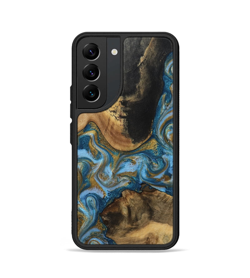 Galaxy S22 Wood Phone Case - Gena (Teal & Gold, 791952)