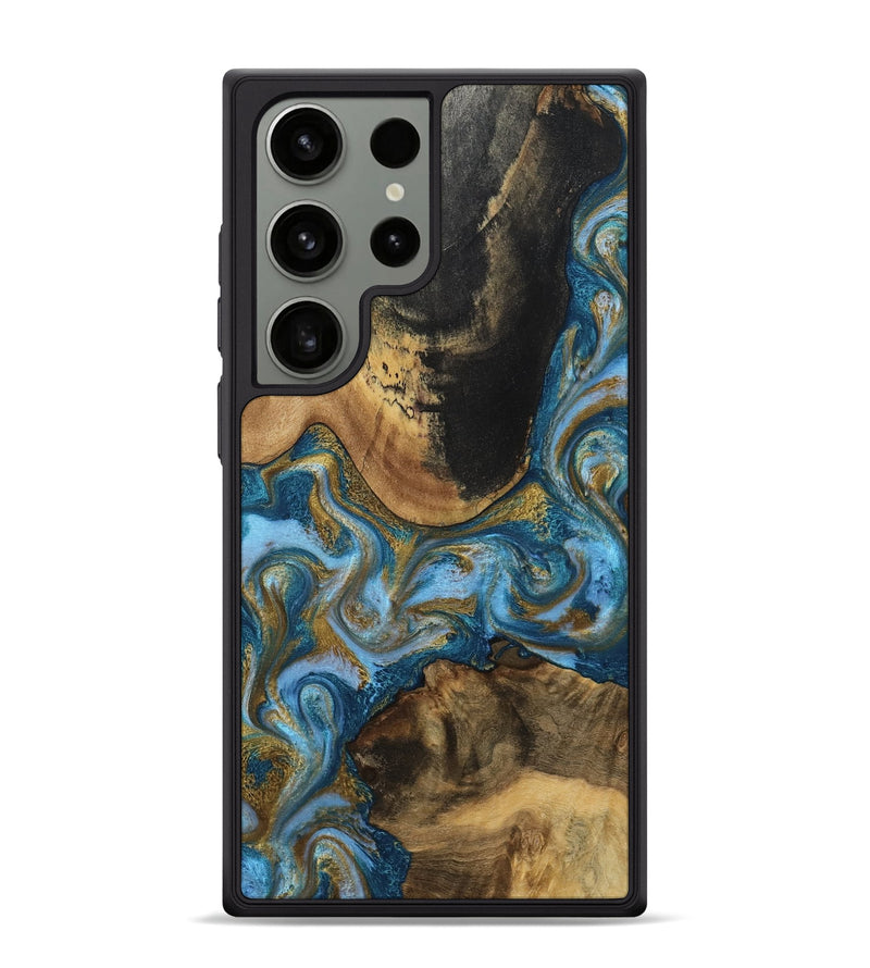 Galaxy S24 Ultra Wood Phone Case - Gena (Teal & Gold, 791952)