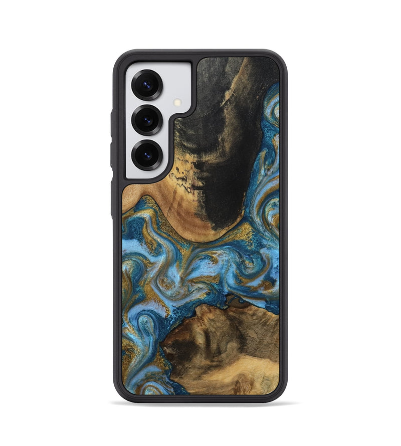Galaxy S25 Wood Phone Case - Gena (Teal & Gold, 791952)