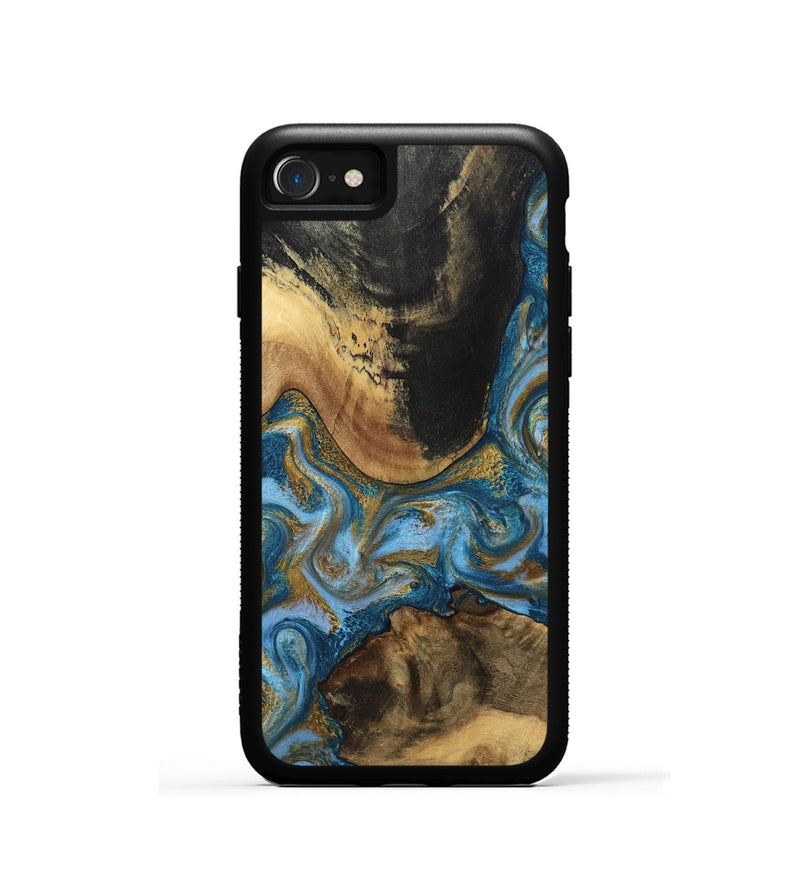 iPhone SE Wood Phone Case - Gena (Teal & Gold, 791952)