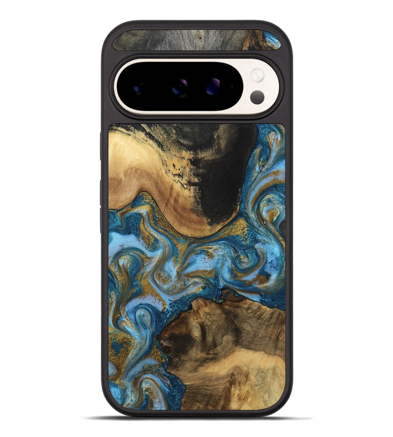 Pixel 10 Pro XL Wood Phone Case - Gena (Teal & Gold, 791952)