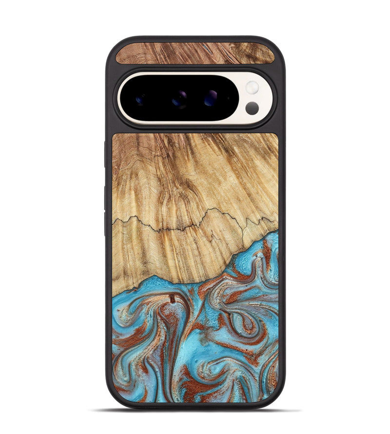 Pixel 9 Pro Wood Phone Case - Aditya (Teal & Gold, 791960)