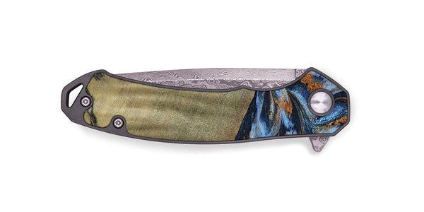 EDC Wood Pocket Knife - Dariel (Teal & Gold, 791964)
