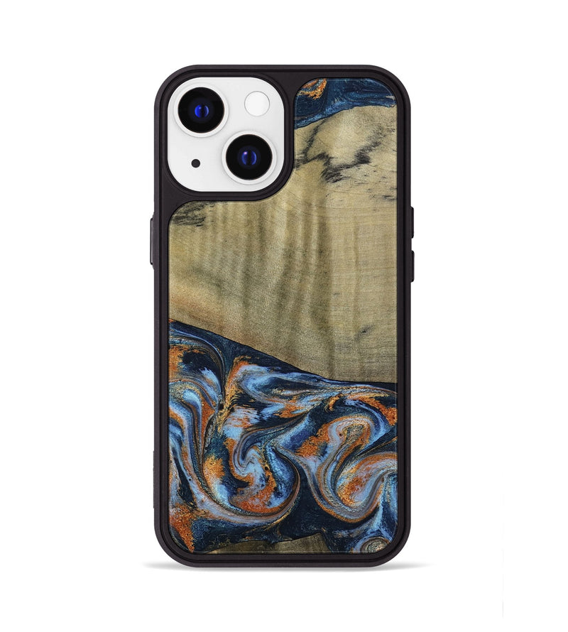 iPhone 13 Wood Phone Case - Dariel (Teal & Gold, 791964)