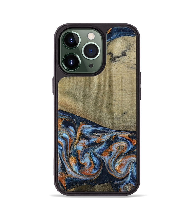 iPhone 13 Pro Wood Phone Case - Dariel (Teal & Gold, 791964)