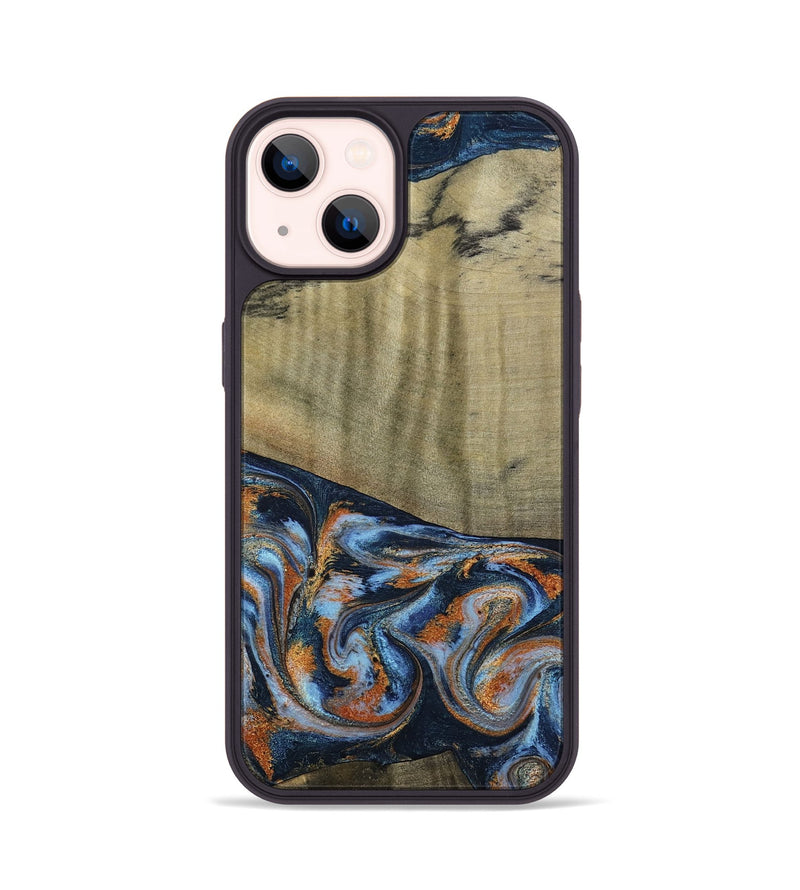 iPhone 14 Wood Phone Case - Dariel (Teal & Gold, 791964)
