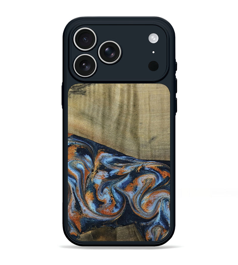 iPhone 17 Pro Max Wood Phone Case - Dariel (Teal & Gold, 791964)