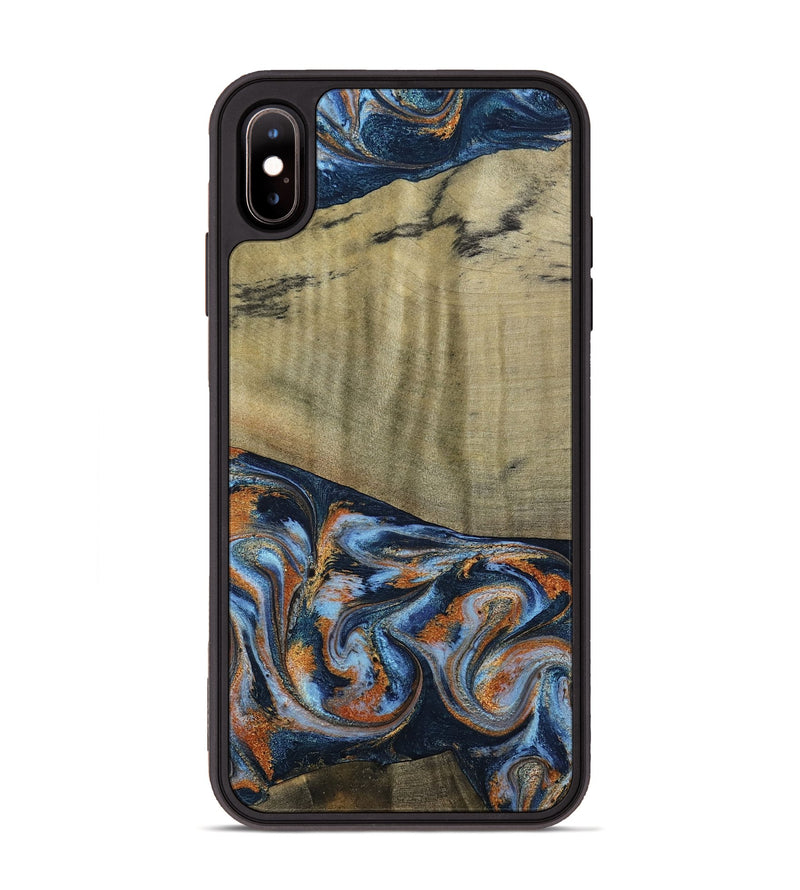 iPhone Xs Max Wood Phone Case - Dariel (Teal & Gold, 791964)