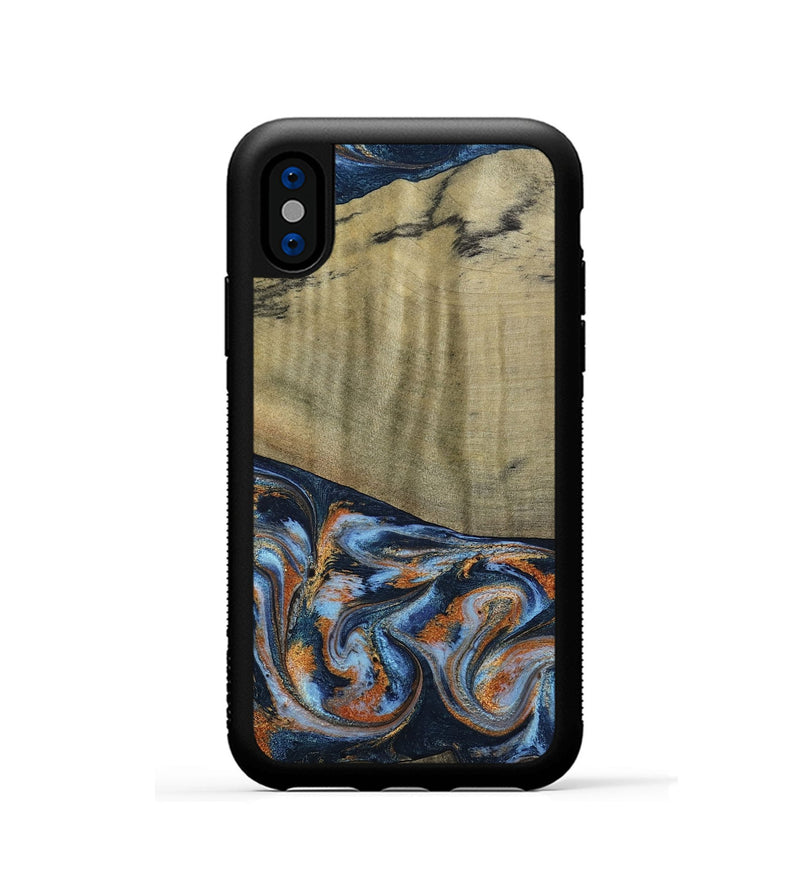 iPhone Xs Wood Phone Case - Dariel (Teal & Gold, 791964)