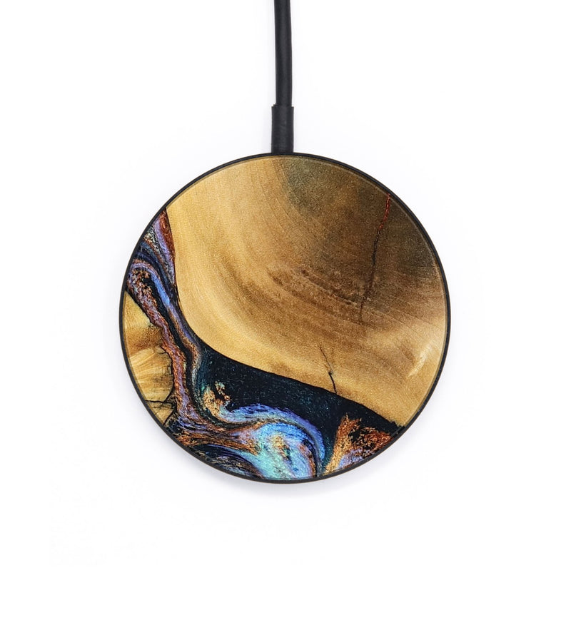 Circle Wood Wireless Charger - Mireya (Teal & Gold, 791968)