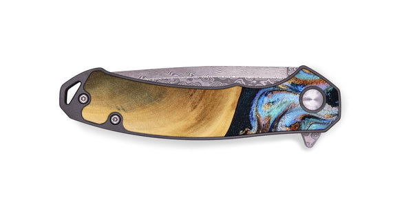 EDC Wood Pocket Knife - Mireya (Teal & Gold, 791968)