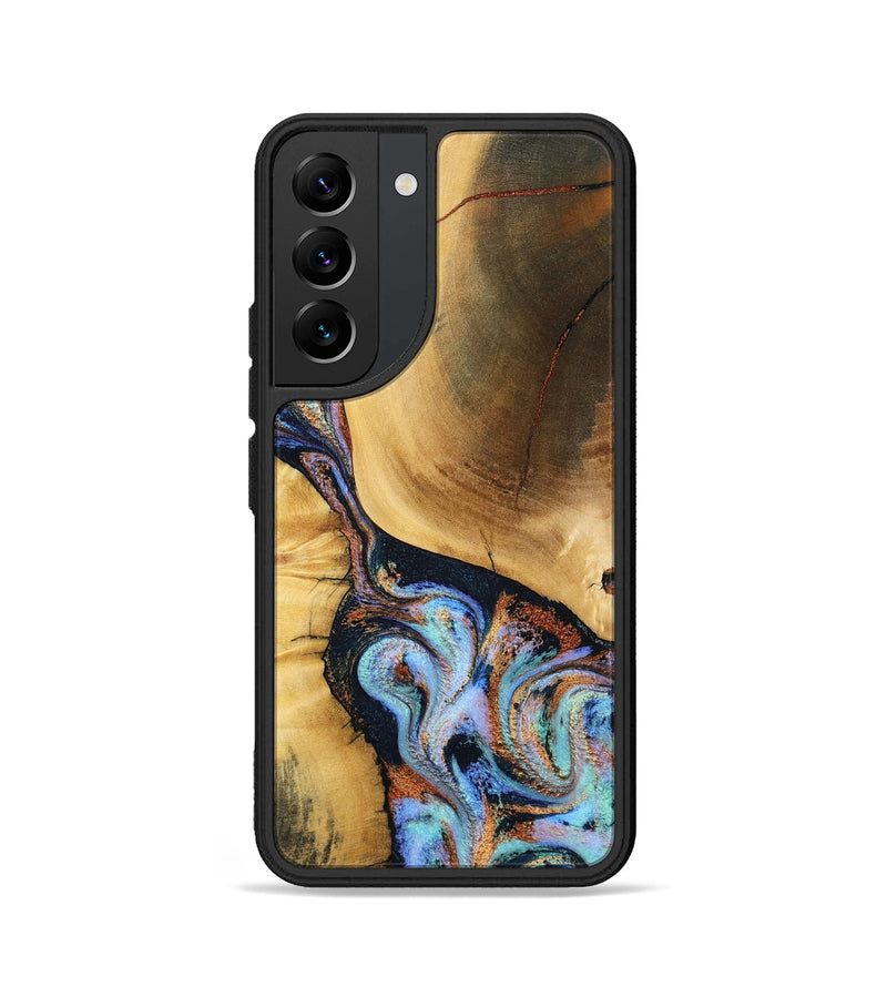 Galaxy S22 Wood Phone Case - Mireya (Teal & Gold, 791968)