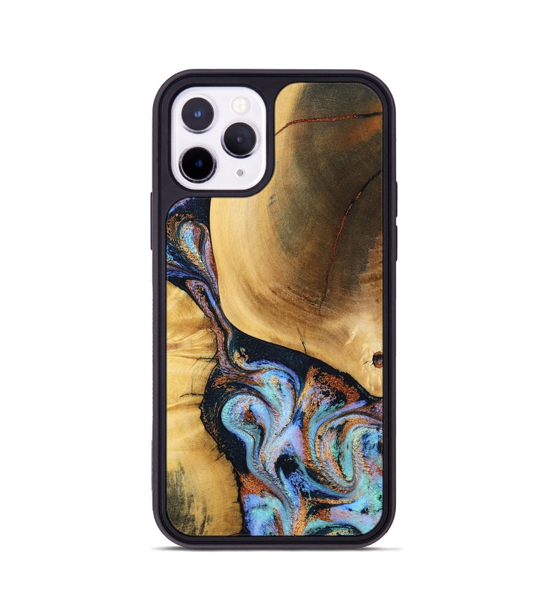 iPhone 11 Pro Wood Phone Case - Mireya (Teal & Gold, 791968)
