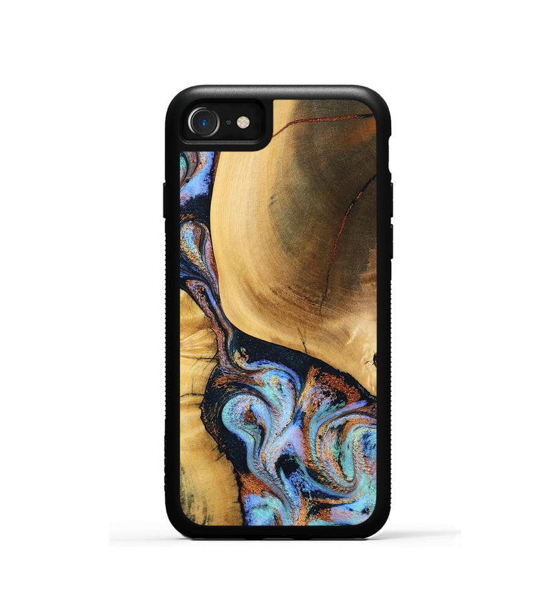 iPhone SE Wood Phone Case - Mireya (Teal & Gold, 791968)