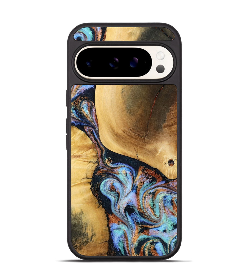 Pixel 9 Wood Phone Case - Mireya (Teal & Gold, 791968)