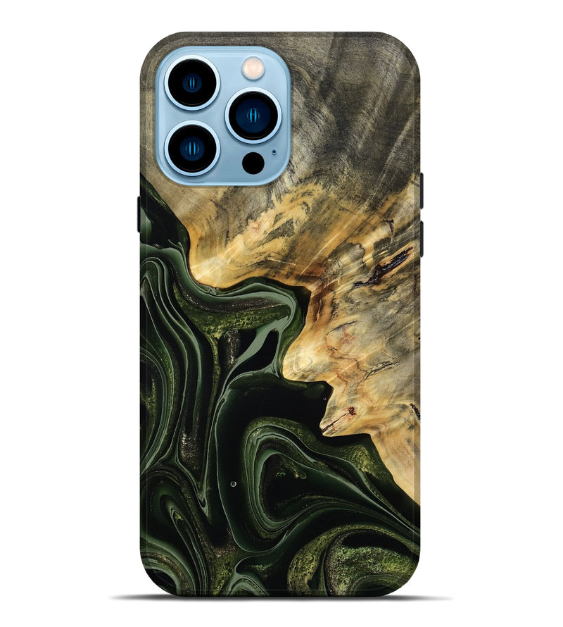 iPhone 14 Pro Max Wood Live Edge Phone Case - Camilo (Green, 792041)