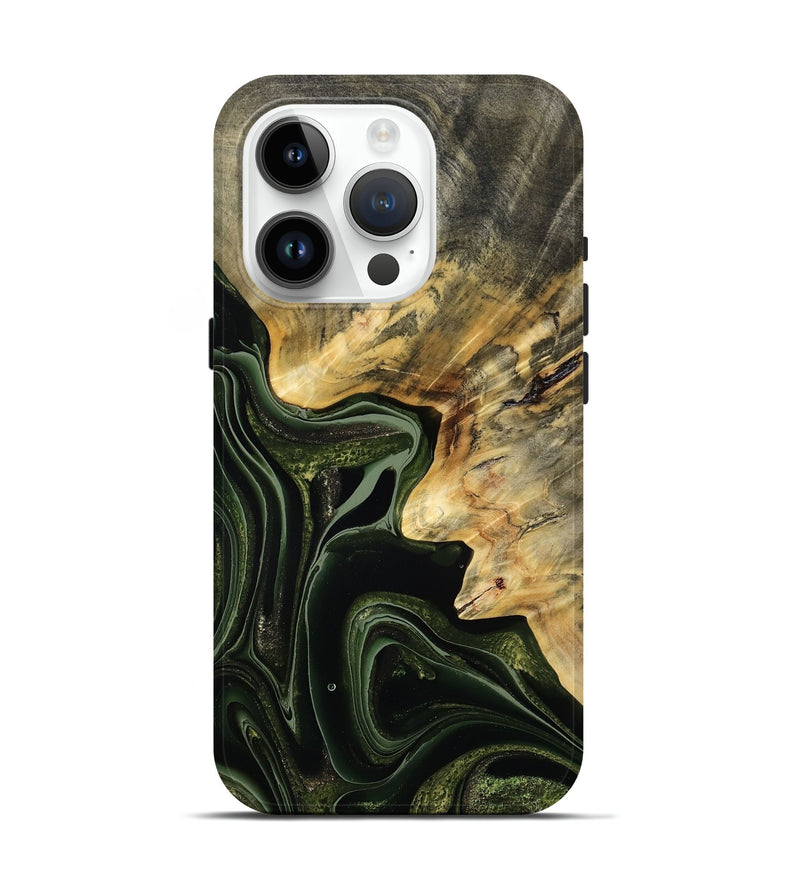 iPhone 15 Pro Wood Live Edge Phone Case - Camilo (Green, 792041)