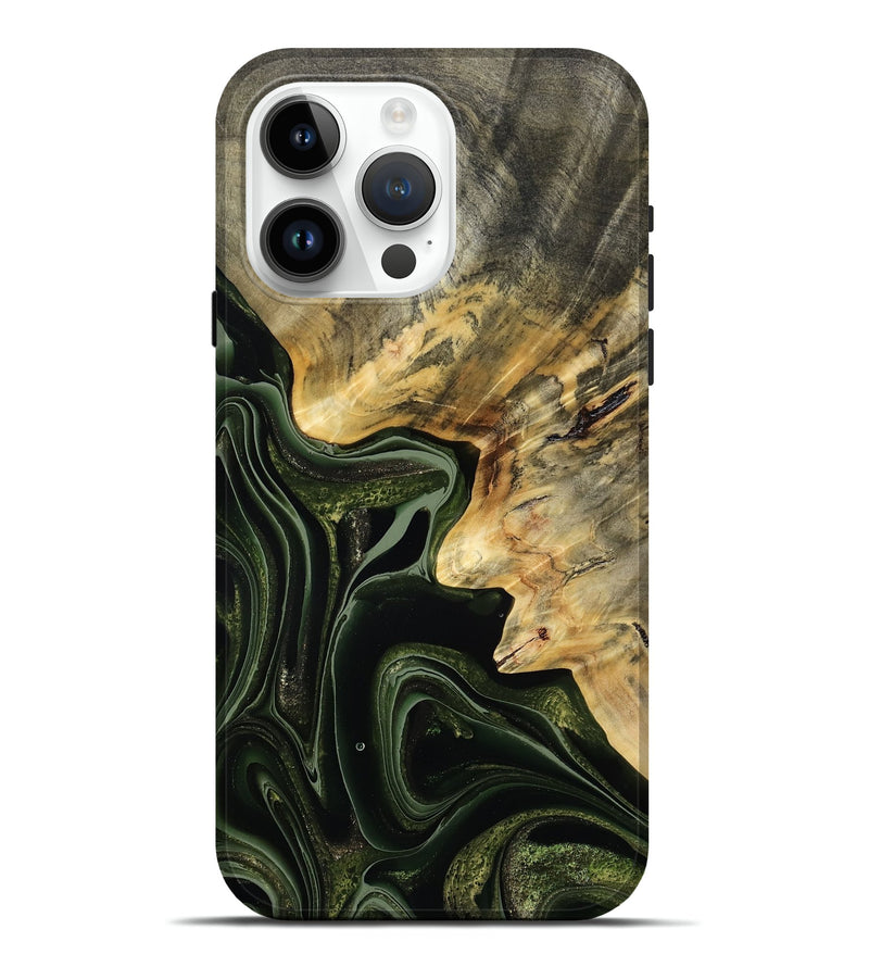 iPhone 15 Pro Max Wood Live Edge Phone Case - Camilo (Green, 792041)